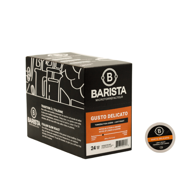 Boîte de 24 capsules compatibles K - Cup®* Gusto Delicato - Boite - Cafe Barista