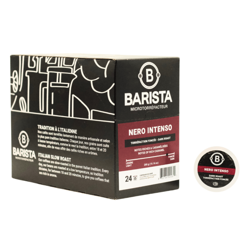 Boîte de 24 capsules compatibles K - Cup®* Nero Intenso - Boite - Cafe Barista