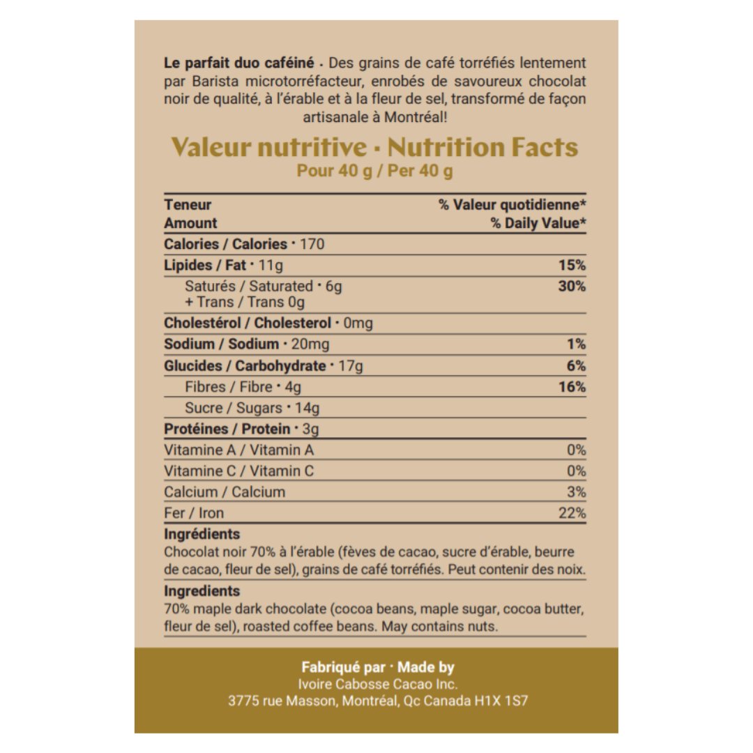 Grains de café enrobés de chocolat - Produits gourmands - Cafe Barista