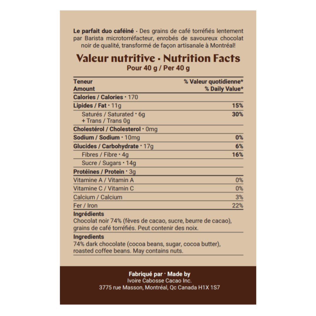 Grains de café enrobés de chocolat - Produits gourmands - Cafe Barista